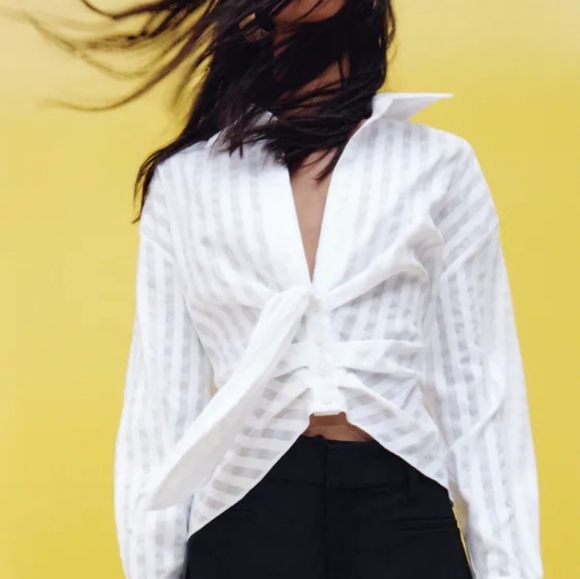 Zara Tops - Zara Draped Tied Shirt